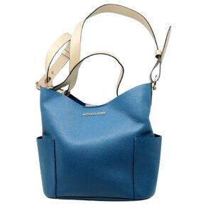 MICHAEL KORS~Bedford Two Tone Pebbled Leather Medium Shoulder Bag~BLUE Near New